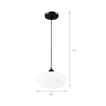 Suspension filaire HARMA 1xE27/15W/230V d. 30 cm blanc/noir