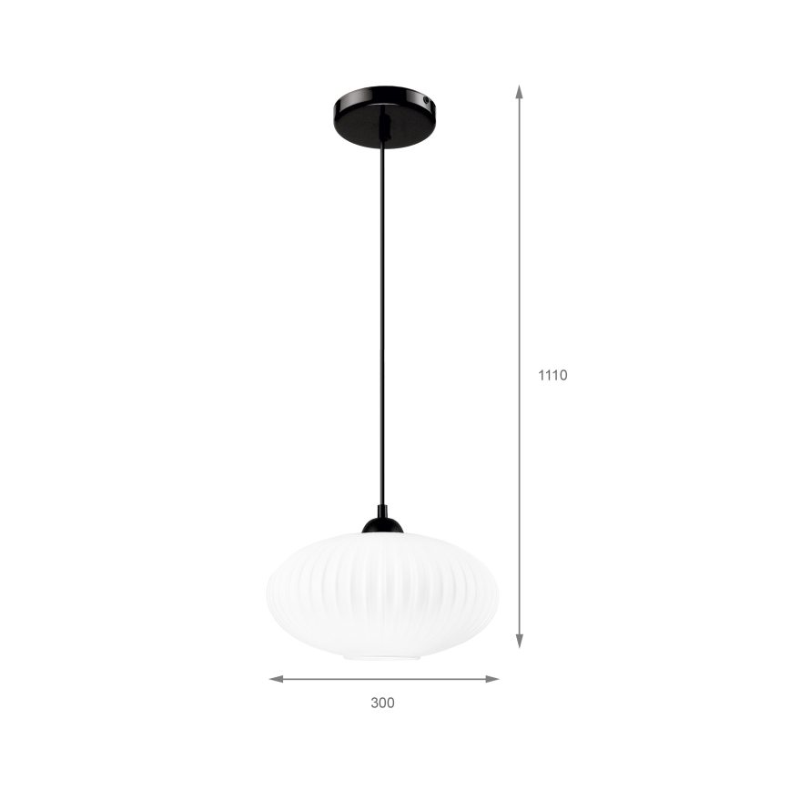 Suspension filaire HARMA 1xE27/15W/230V d. 30 cm blanc/noir