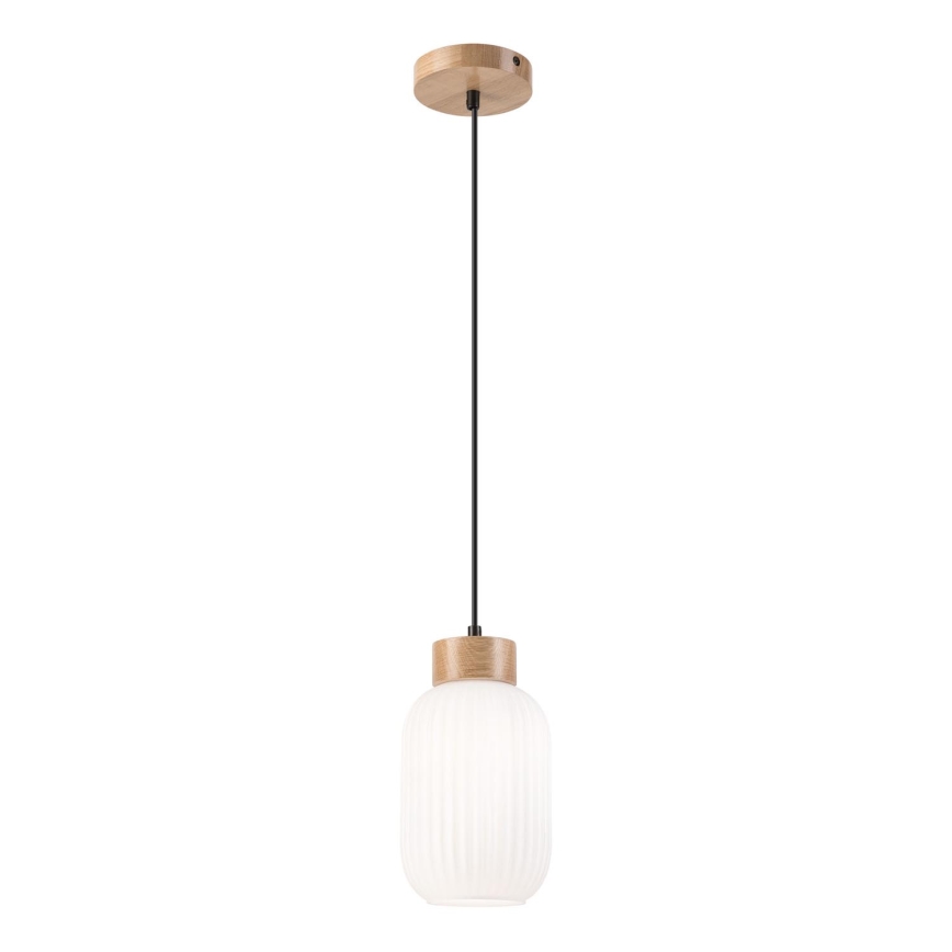 Suspension filaire HARMONY 1xE27/15W/230V d. 14 cm blanc/chêne