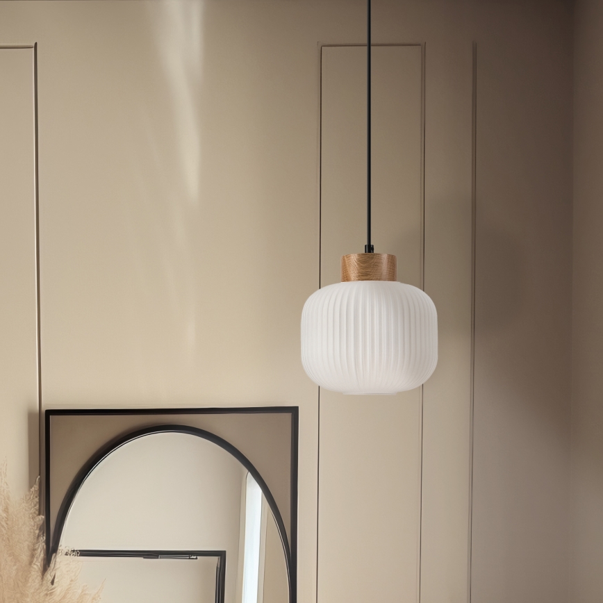 Suspension filaire HARMONY 1xE27/15W/230V d. 20 cm blanc/chêne
