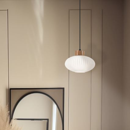 Suspension filaire HARMONY 1xE27/15W/230V d. 25 cm blanc/chêne
