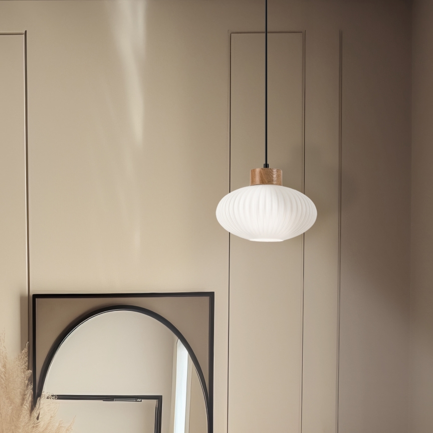 Suspension filaire HARMONY 1xE27/15W/230V d. 25 cm blanc/chêne