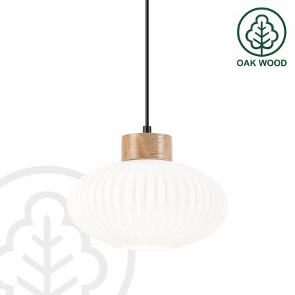 Suspension filaire HARMONY 1xE27/15W/230V d. 25 cm blanc/chêne