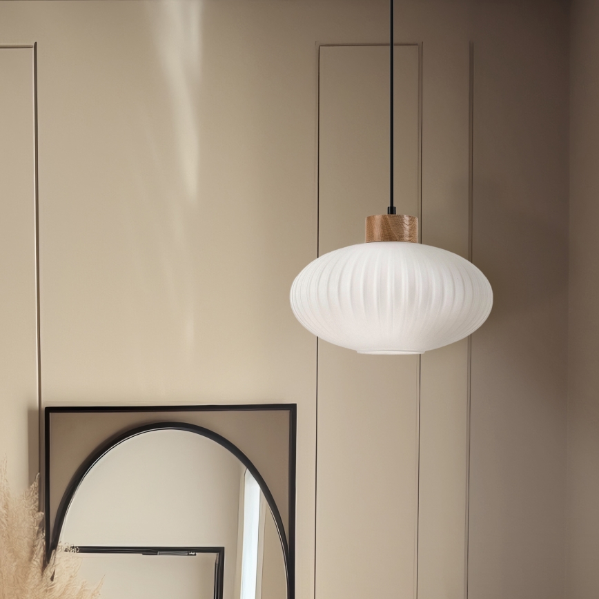 Suspension filaire HARMONY 1xE27/15W/230V d. 30 cm blanc/chêne