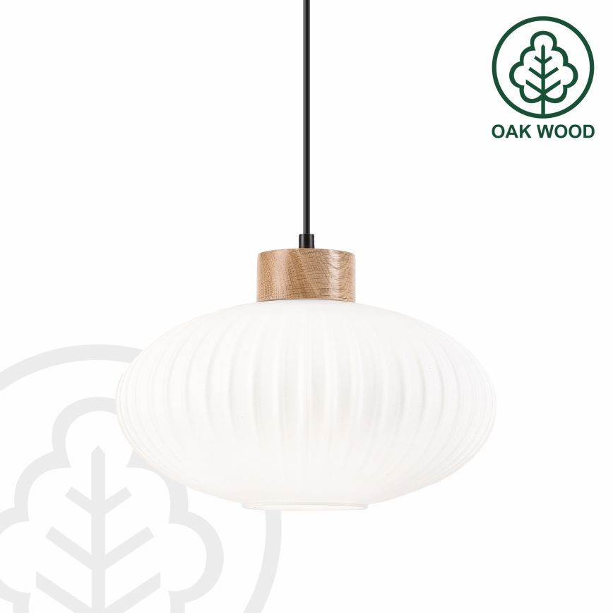 Suspension filaire HARMONY 1xE27/15W/230V d. 30 cm blanc/chêne