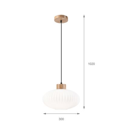 Suspension filaire HARMONY 1xE27/15W/230V d. 30 cm blanc/chêne