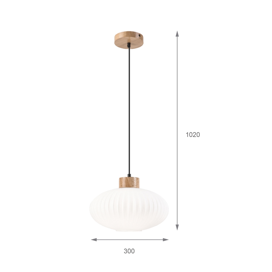 Suspension filaire HARMONY 1xE27/15W/230V d. 30 cm blanc/chêne