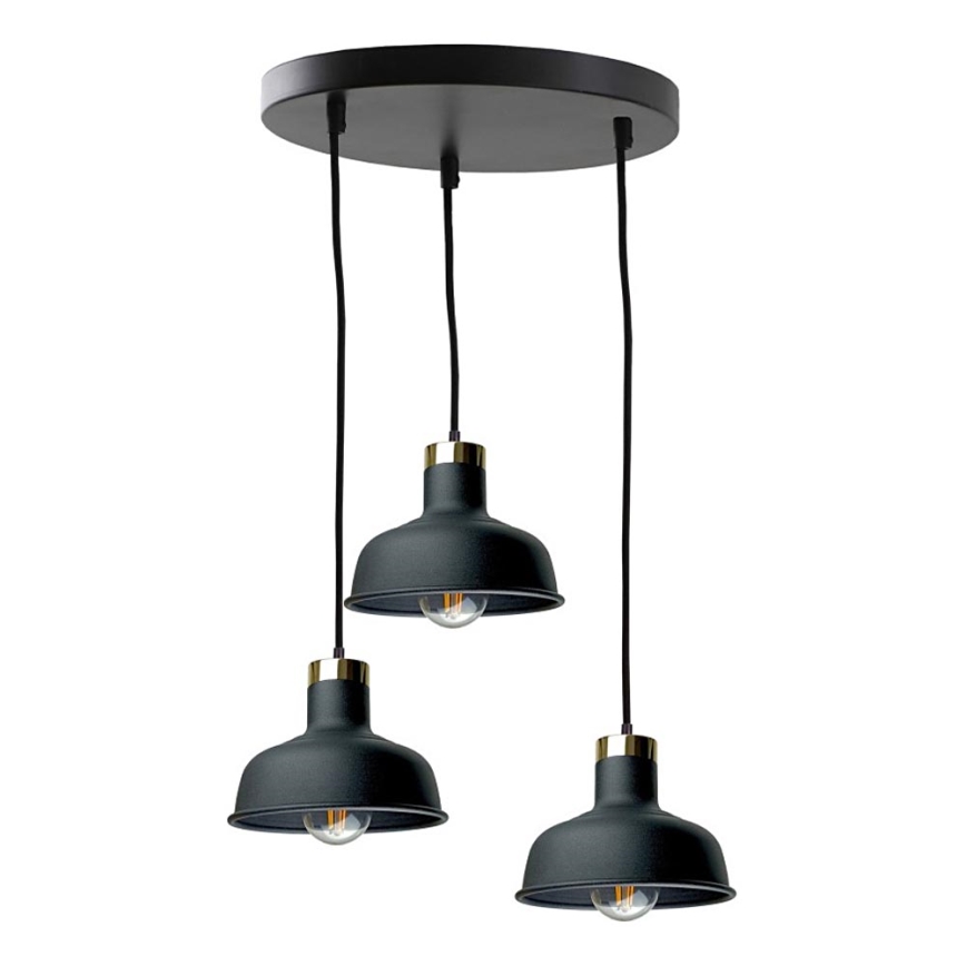 Suspension filaire HEBE 3xE27/60W/230V noir