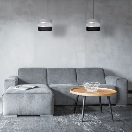 Suspension filaire HELEN 1xE27/15W/230V diam. 20 cm noir/gris/argent
