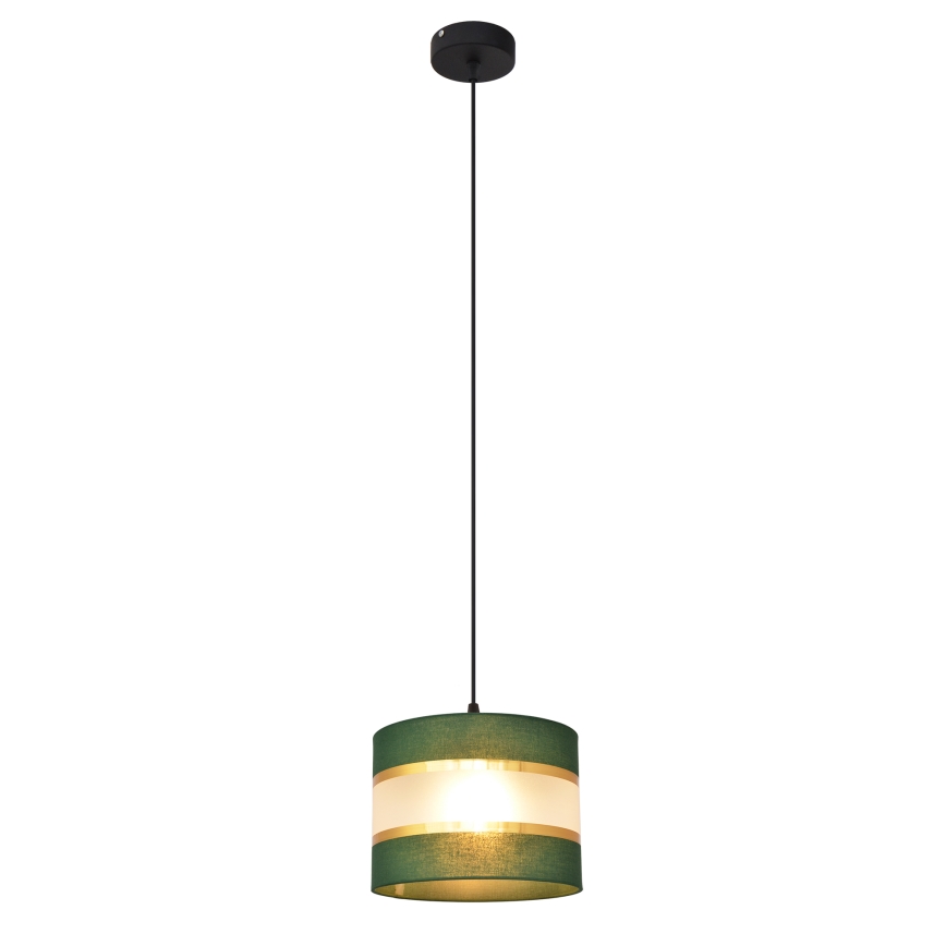 Suspension filaire HELEN 1xE27/15W/230V diam. 20 cm vert/doré