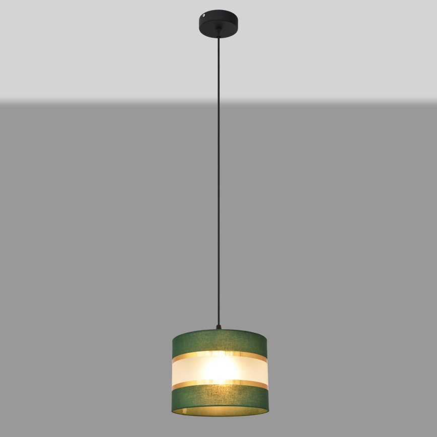 Suspension filaire HELEN 1xE27/15W/230V diam. 20 cm vert/doré