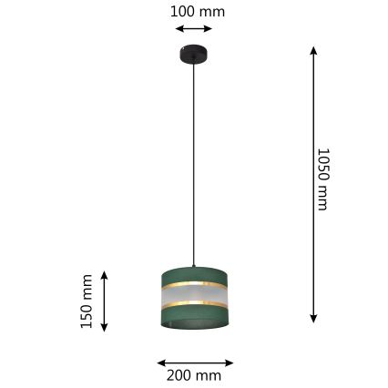 Suspension filaire HELEN 1xE27/15W/230V diam. 20 cm vert/doré