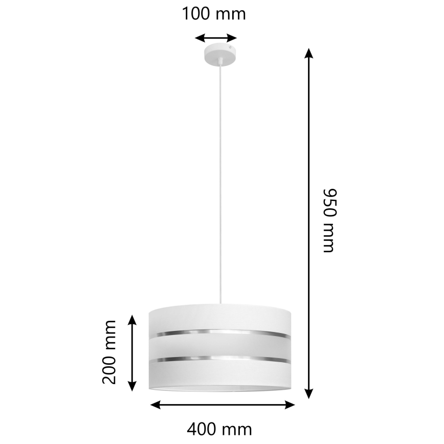 Suspension filaire HELEN 1xE27/15W/230V diam. 40 cm blanc