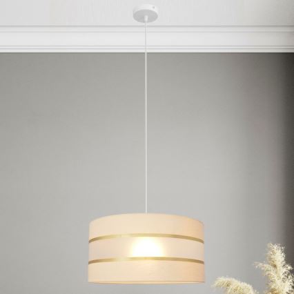 Suspension filaire HELEN 1xE27/15W/230V diam. 40 cm crème/doré