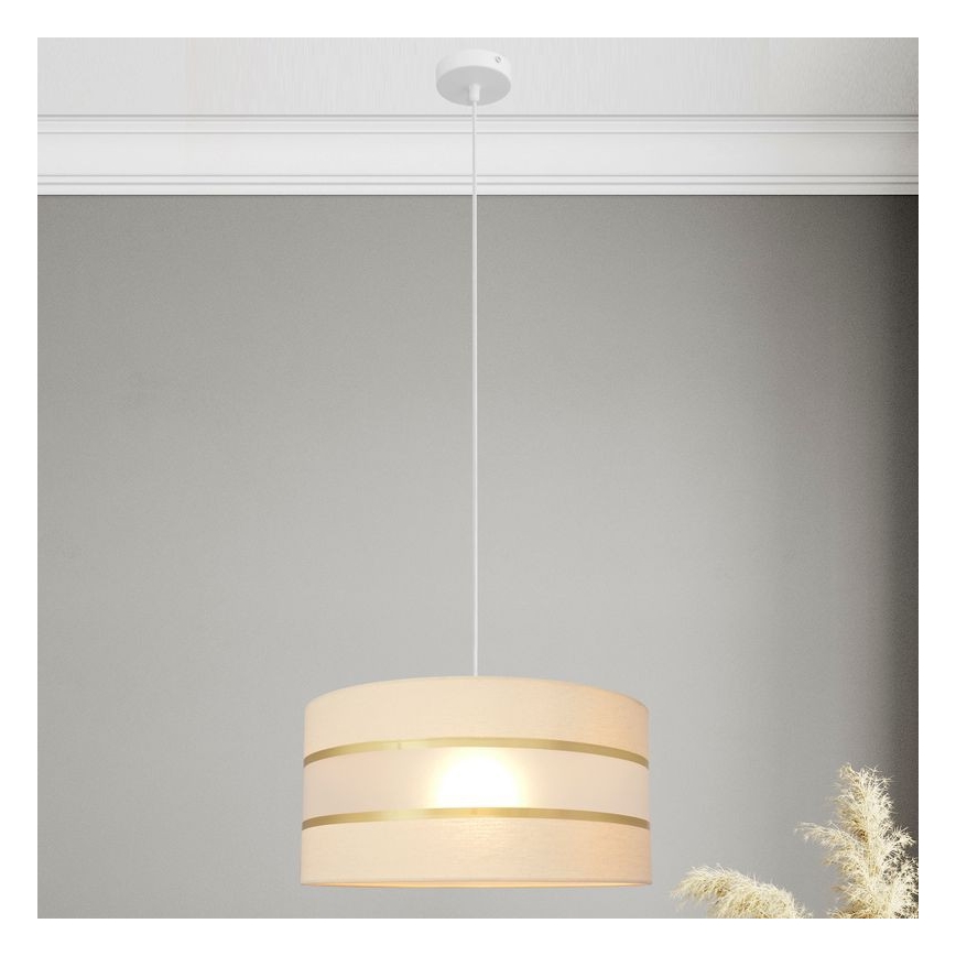 Suspension filaire HELEN 1xE27/15W/230V diam. 40 cm crème/doré