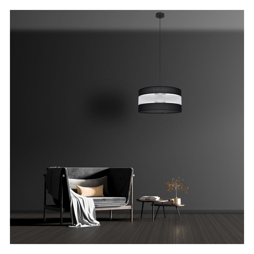 Suspension filaire HELEN 1xE27/15W/230V diam. 40 cm noir/argent