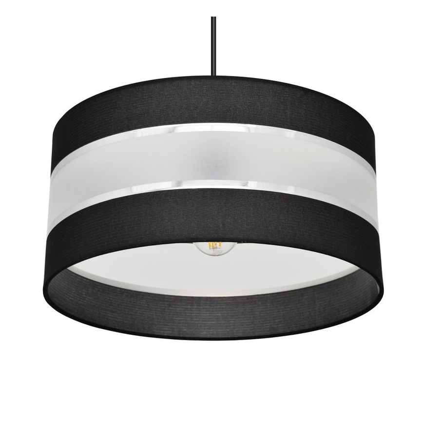 Suspension filaire HELEN 1xE27/15W/230V diam. 40 cm noir/argent
