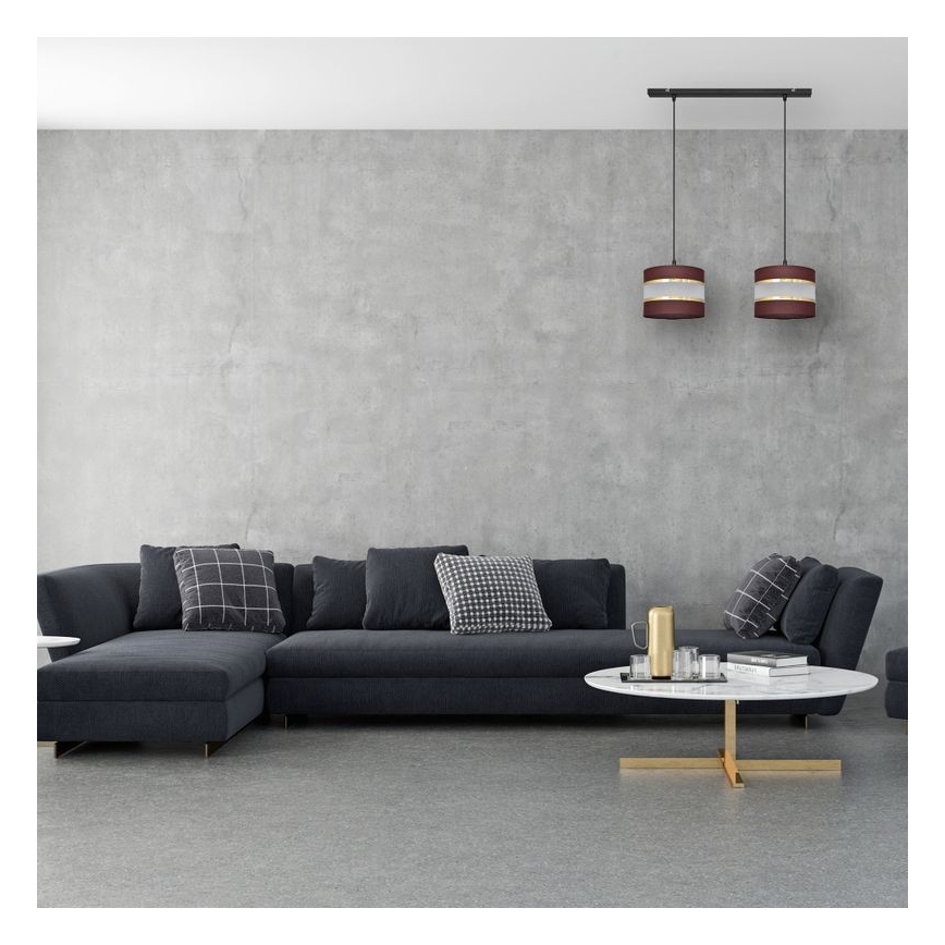 Suspension filaire HELEN 2xE27/15W/230V marron/noir/doré