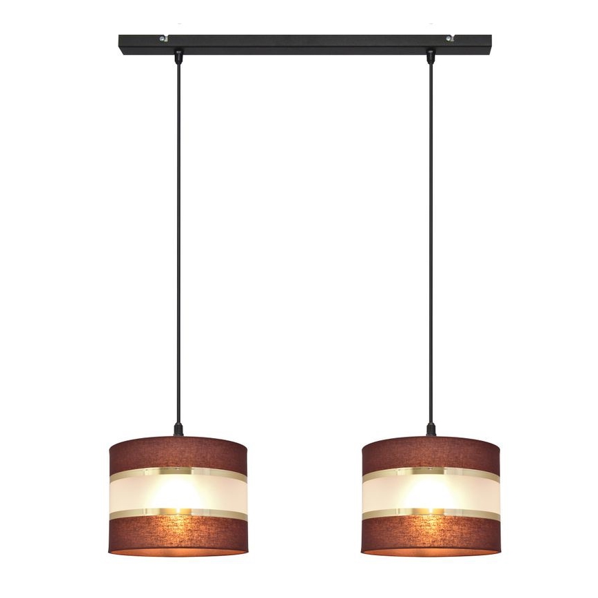 Suspension filaire HELEN 2xE27/15W/230V marron/noir/doré
