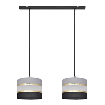 Suspension filaire HELEN 2xE27/15W/230V noir/gris/doré