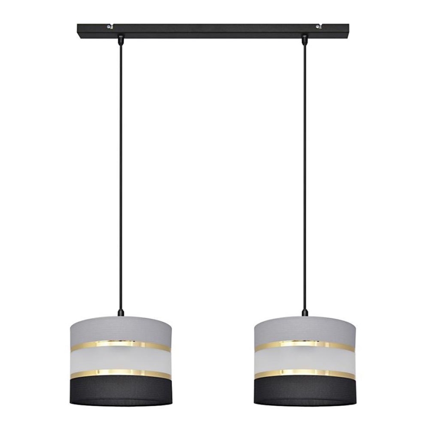 Suspension filaire HELEN 2xE27/15W/230V noir/gris/doré