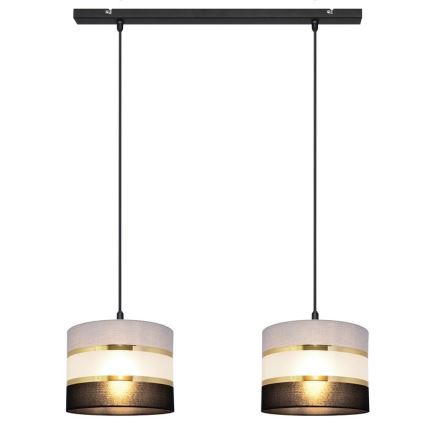 Suspension filaire HELEN 2xE27/15W/230V noir/gris/doré