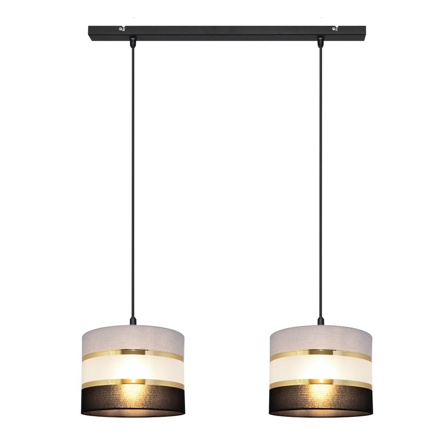 Suspension filaire HELEN 2xE27/15W/230V noir/gris/doré