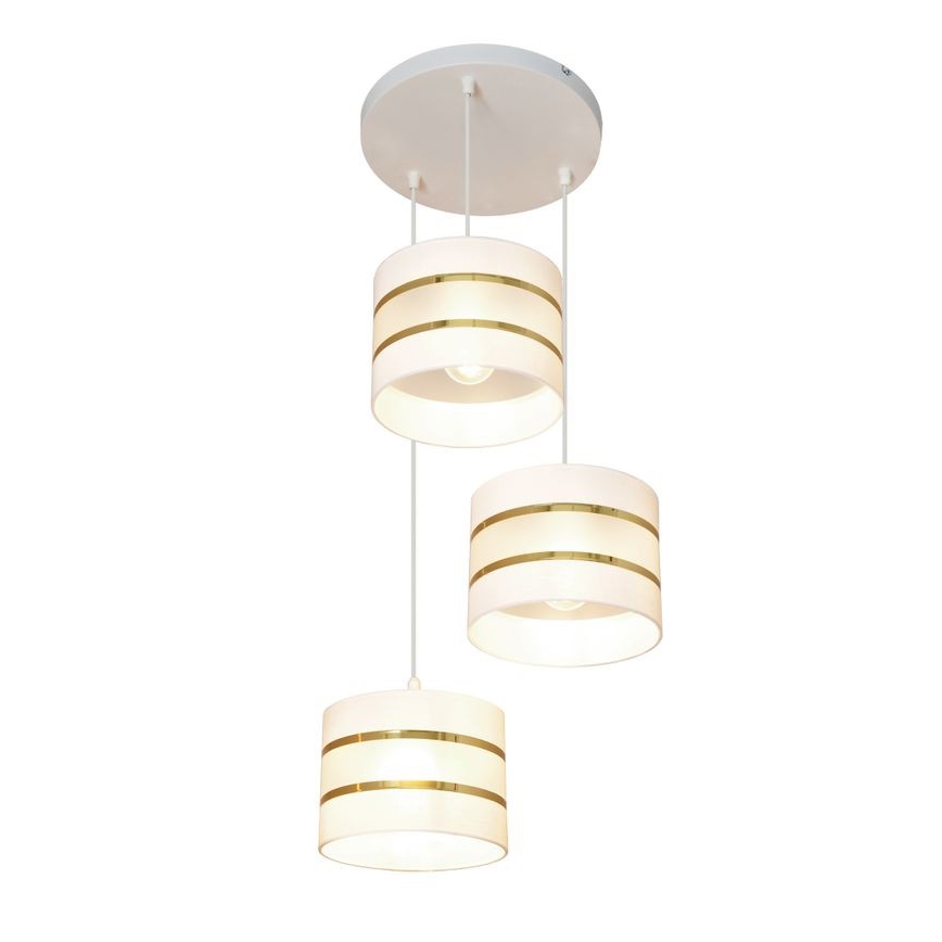 Suspension filaire HELEN 3xE27/15W/230V blanc/doré