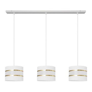 Suspension filaire HELEN 3xE27/15W/230V blanc/doré