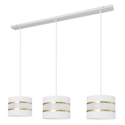Suspension filaire HELEN 3xE27/15W/230V blanc/doré