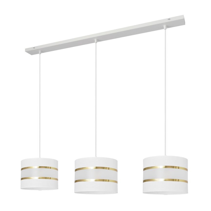 Suspension filaire HELEN 3xE27/15W/230V blanc/doré