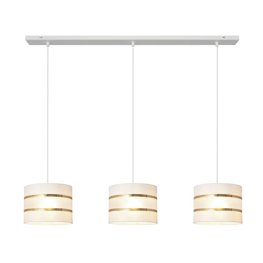 Suspension filaire HELEN 3xE27/15W/230V blanc/doré