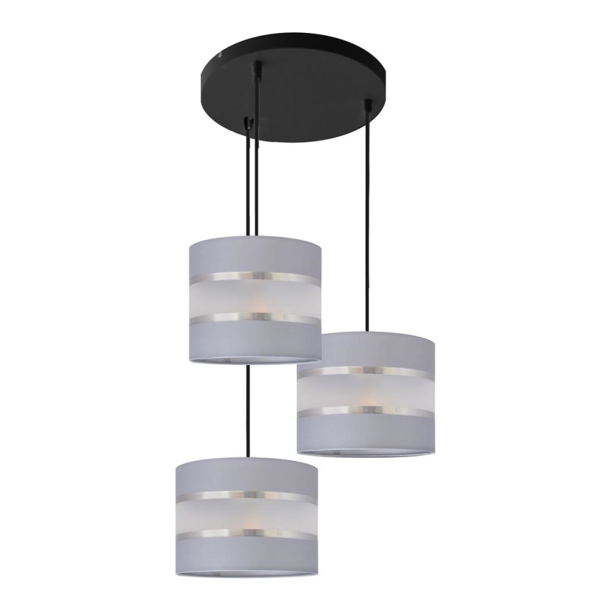 Suspension filaire HELEN 3xE27/15W/230V gris/noir