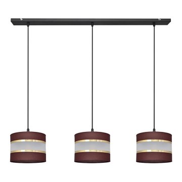 Suspension filaire HELEN 3xE27/15W/230V marron/noir/doré