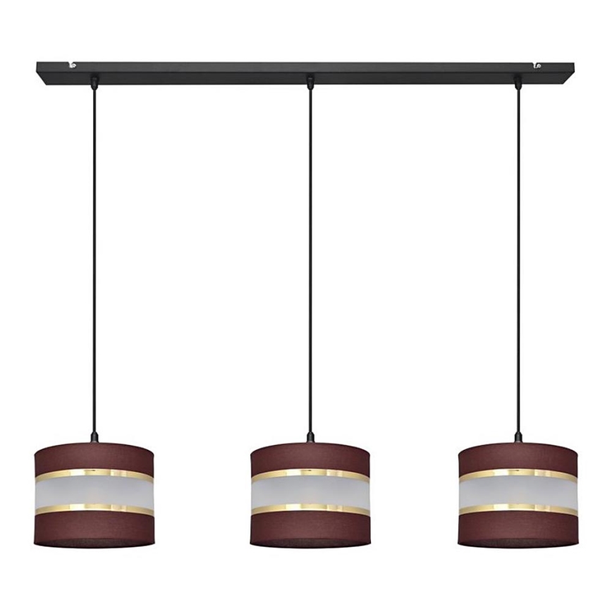 Suspension filaire HELEN 3xE27/15W/230V marron/noir/doré