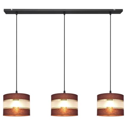 Suspension filaire HELEN 3xE27/15W/230V marron/noir/doré