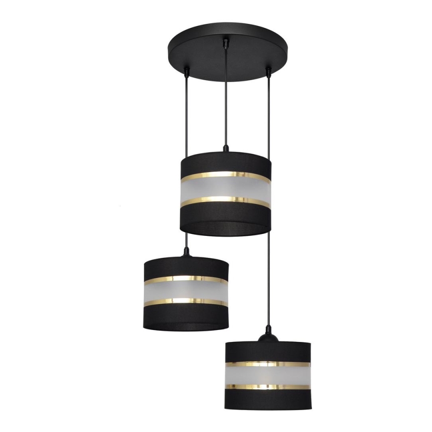 Suspension filaire HELEN 3xE27/15W/230V noir/doré