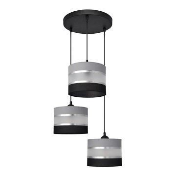 Suspension filaire HELEN 3xE27/15W/230V noir/gris/argent