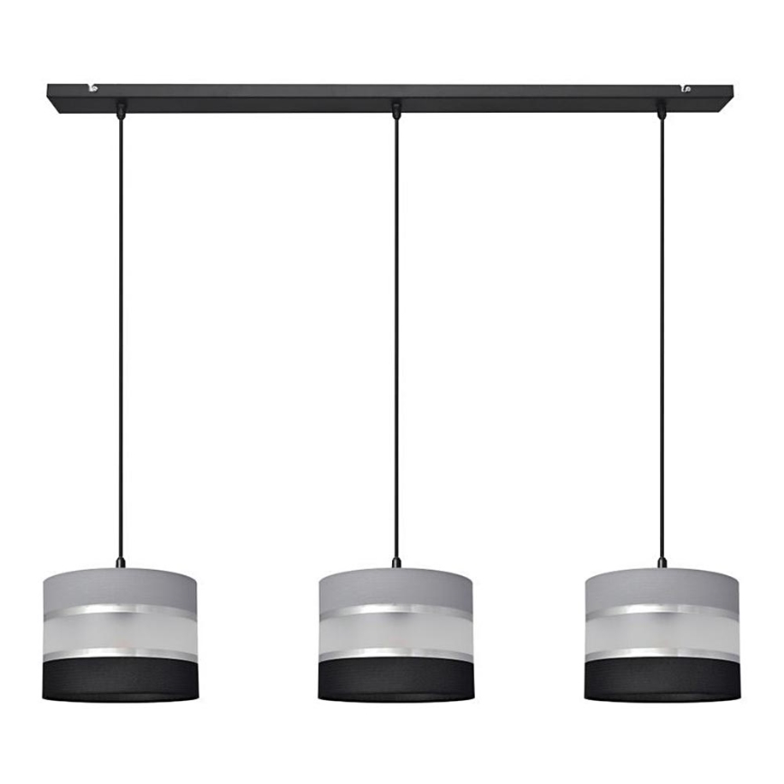 Suspension filaire HELEN 3xE27/15W/230V noir/gris/argent
