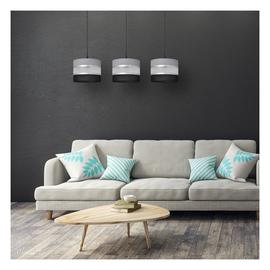Suspension filaire HELEN 3xE27/15W/230V noir/gris/argent
