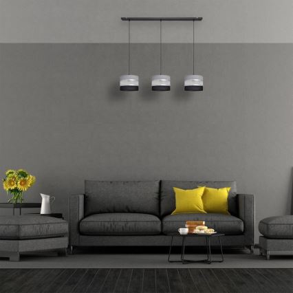 Suspension filaire HELEN 3xE27/15W/230V noir/gris/argent
