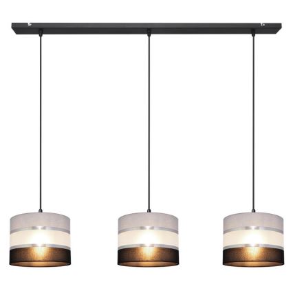 Suspension filaire HELEN 3xE27/15W/230V noir/gris/argent