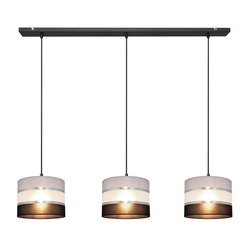 Suspension filaire HELEN 3xE27/15W/230V noir/gris/argent