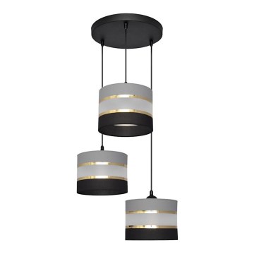 Suspension filaire HELEN 3xE27/15W/230V noir/gris/doré