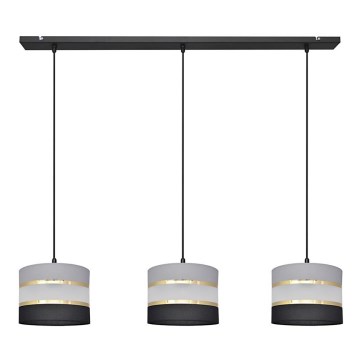 Suspension filaire HELEN 3xE27/15W/230V noir/gris/doré