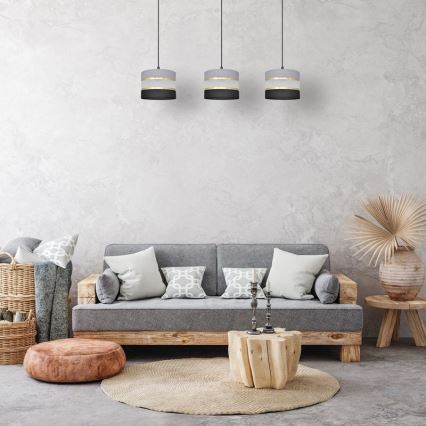 Suspension filaire HELEN 3xE27/15W/230V noir/gris/doré