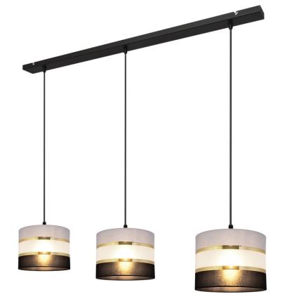 Suspension filaire HELEN 3xE27/15W/230V noir/gris/doré
