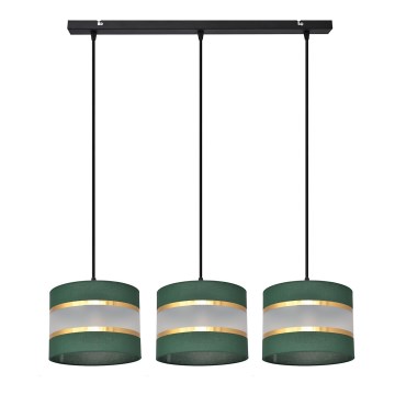 Suspension filaire HELEN 3xE27/15W/230V vert/doré