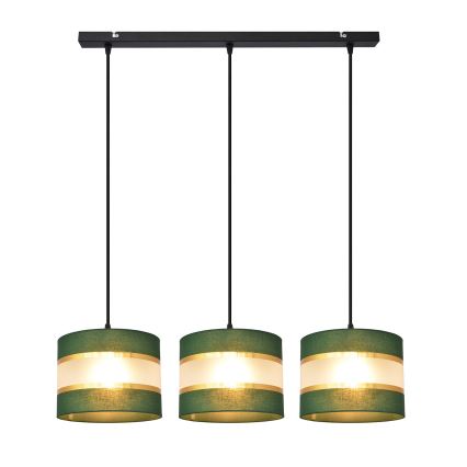 Suspension filaire HELEN 3xE27/15W/230V vert/doré
