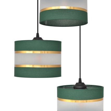 Suspension filaire HELEN 3xE27/15W/230V vert/doré
